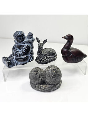 Vintage Made in Canada Arctic Animal & Inuit Figurines Lot Boma Wolf Sculptures